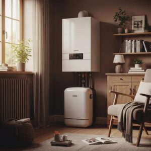 Modern boiler system in a cozy home environment highlighting heating solutions